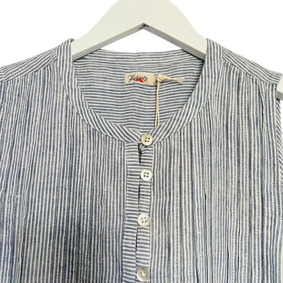 Faherty Isha Dress Linen Blue Mini Stripe Size S NEW - Picture 8 of 16